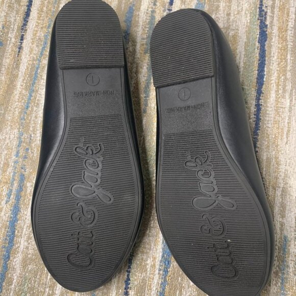 CAT & JACK BALLERINA FLATS SIZE 1 YOUNG GIRL BLACK SLIP ON WITH ACCENT BOW. - Picture 2 of 4